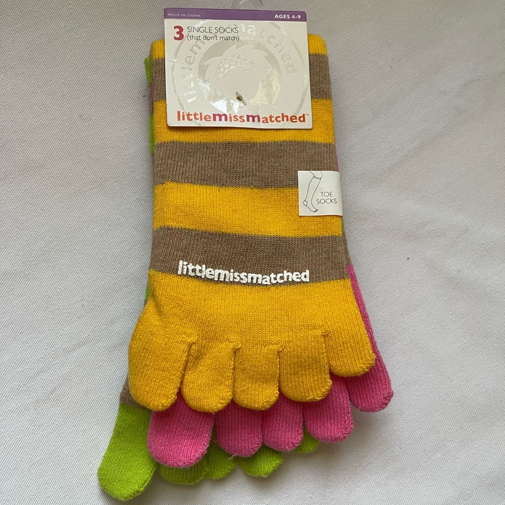 Littlemissmatched Toe Socks/ Set of 3/ Size ages 4-9